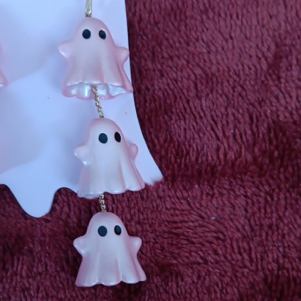 Cute Pink Ghost Earrings - Picture 3 of 3